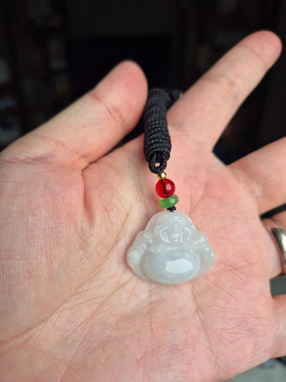 #Natural untreated jadeite jade Buddha pendant with necklace – photo 2